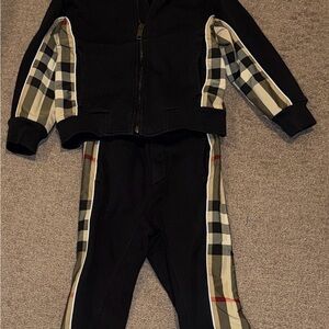 Burberry Black Zip-Up Hoodie and Pants 6Y